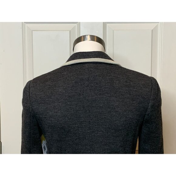Sacai Gray 100% Wool Double Breasted Blazer W/ White Trim, Size 2 - Picture 7 of 10